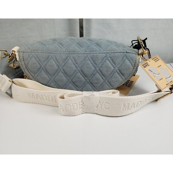 Madden NYC Women's Gold Chain Pocket Fanny Pack Crossbody with Pouch Denim New - Picture 11 of 16